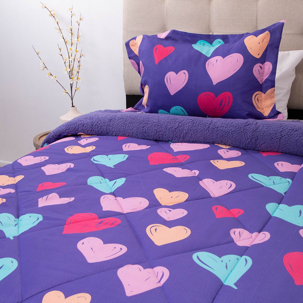 DORAL - Plumón Sherpa Kids Corazón 1.5 plazas Senses Multicolor 