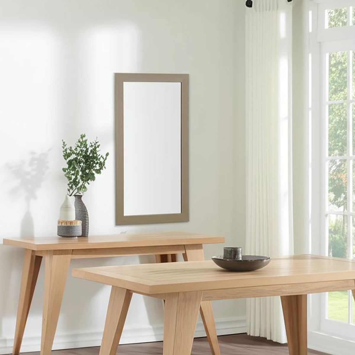 DORAL - Espejo Decorativo Forma Rectangular 55x120 cm Café Pared