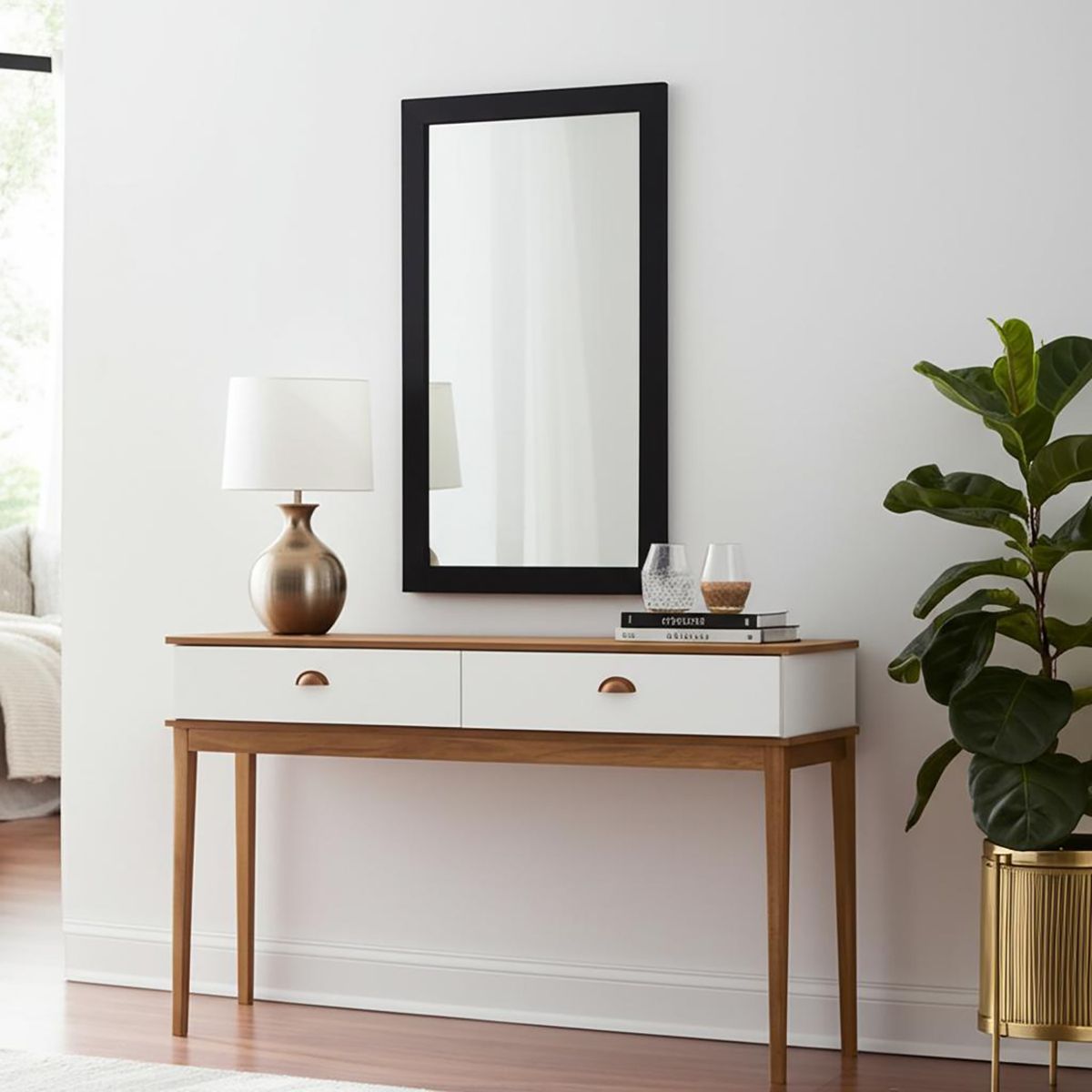 DORAL - Espejo Decorativo Forma Rectangular 55x120 cm Negro Pared