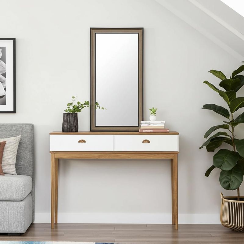 DORAL - Espejo Decorativo Forma Rectangular 55x120 cm Café Pared