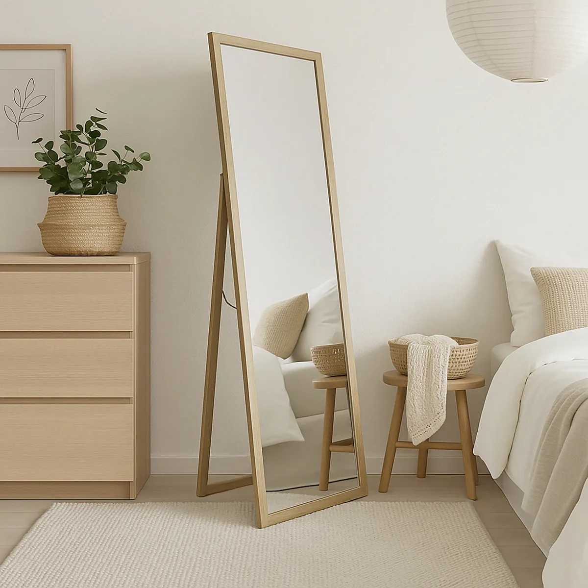 DORAL - Espejo Pedestal Decorativo Rectangular 46x156 cm Negro