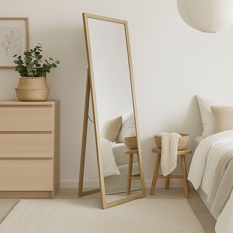 DORAL - Espejo Decorativo Forma Rectangular 46x156 cm Café Pedestal