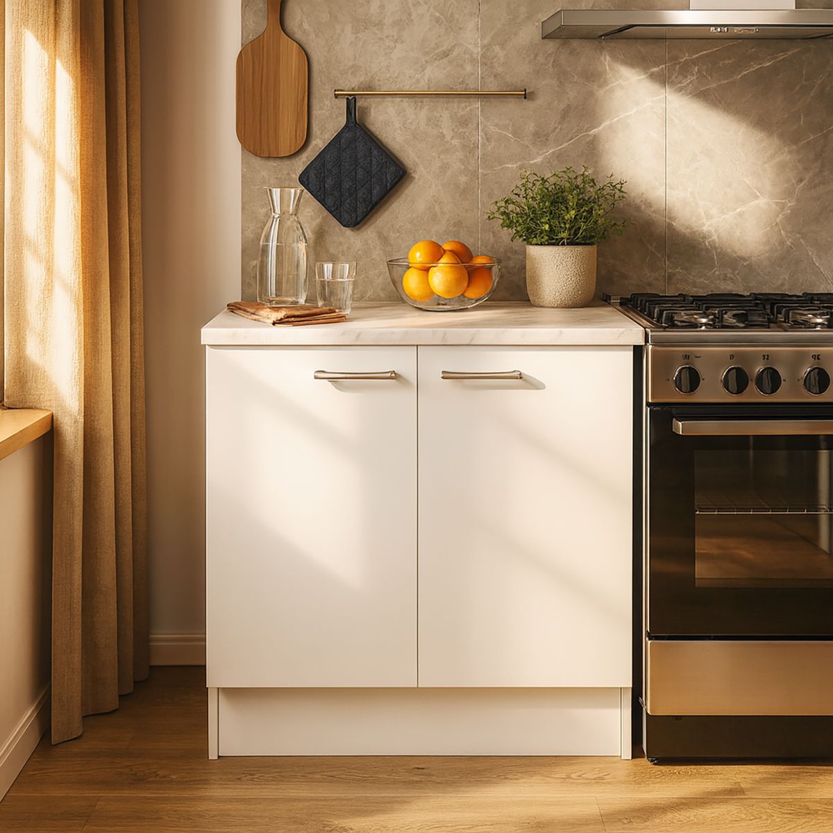 MOBIKIT - Mueble Base 80 con Repisa Blanco