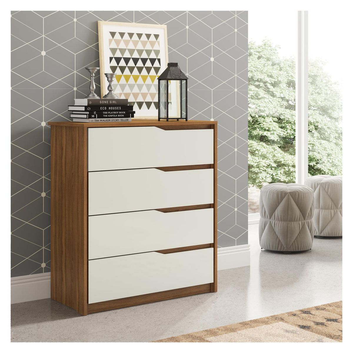 RODLER - Cómoda 4 Cajón(es) Astria 92x104x45 cm Beige