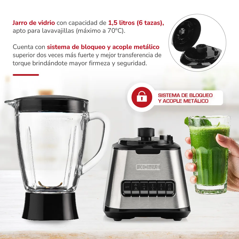 Thomas Licuadora 1.5 L Acero Inoxidable TH-410VI, foto 3