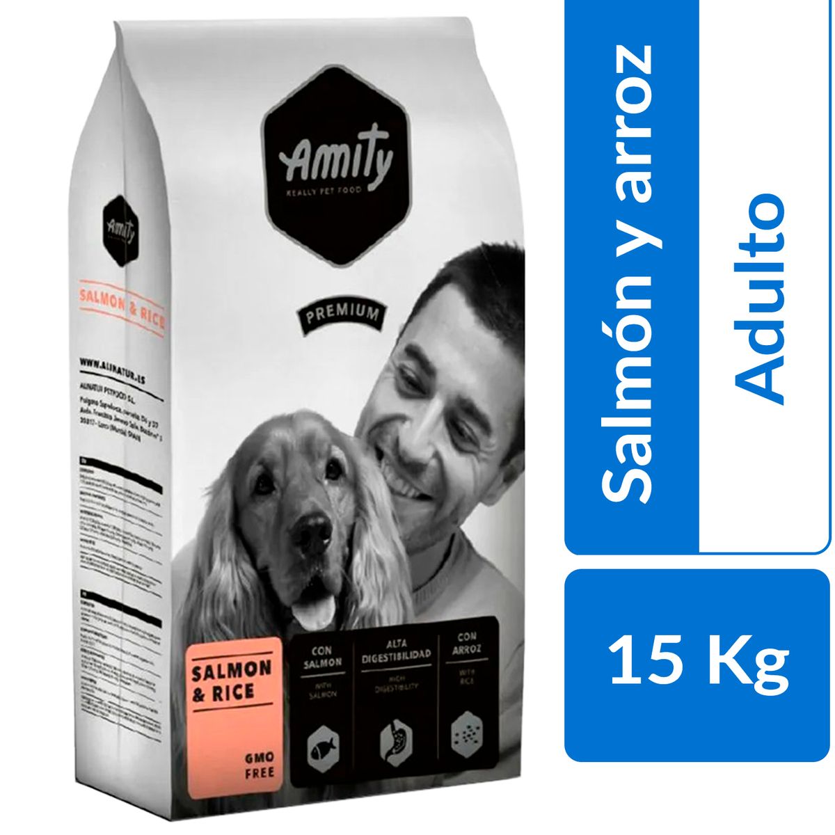 AMITY - Alimento premium para Perro Adulto Salmón y arroz 15 kg