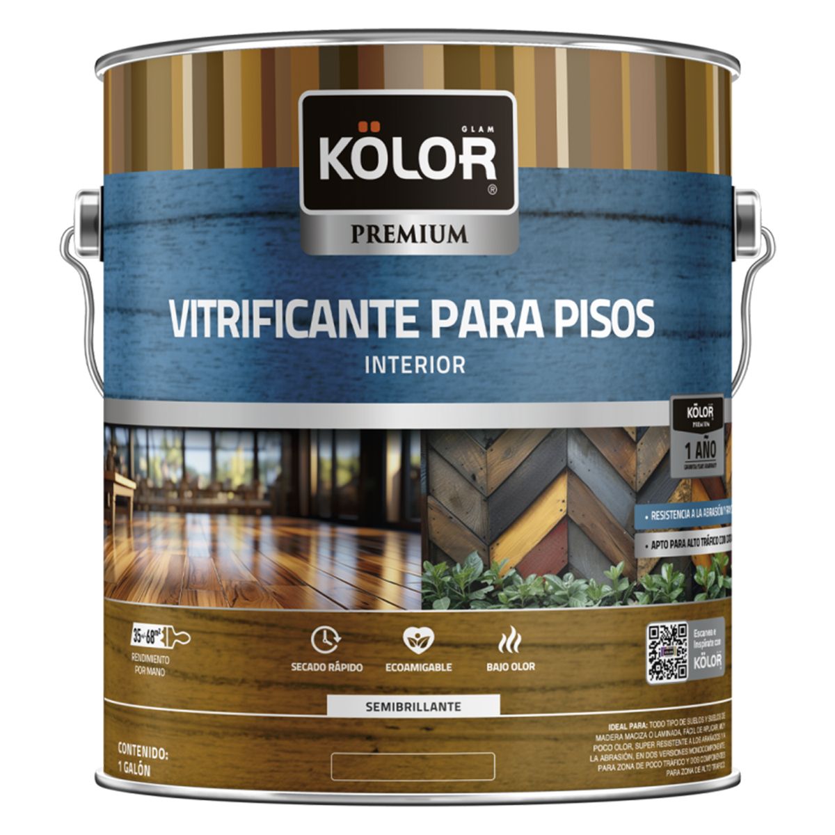KOLOR - Vitrificante de Pisos Semibrillante 1 galón(es) Incoloro