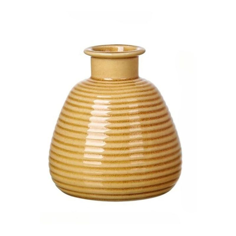 SOHOGAR - Jarrón Cerámica Esmaltado Color Amarillo 12x13 cm