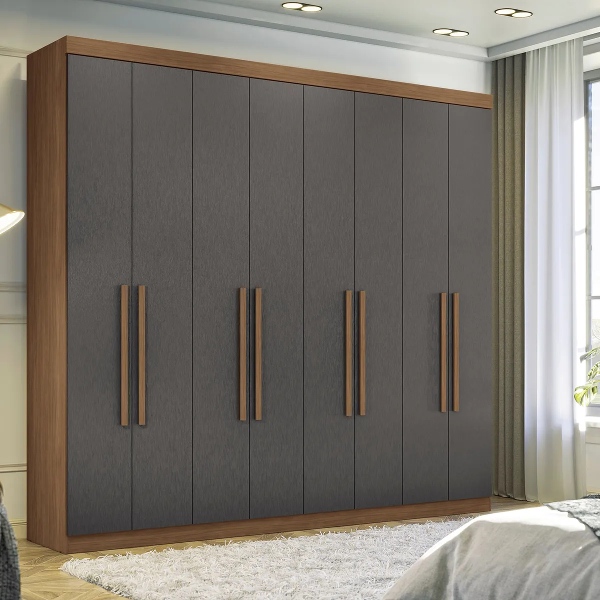 ALTAVISION - Closet 8 Puerta(s) 4 Cajón(es) 10 Repisa(s) 238.8x217.6x46.3 cm Café Gris grafito