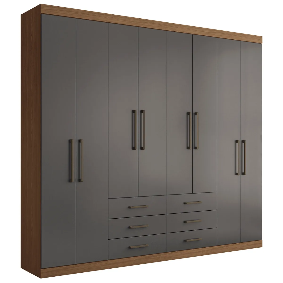 ALTAVISION - Closet 8 Puerta(s) 6 Cajón(es) 12 Repisa(s) 238.8x217.6x46.3 cm Café Gris grafito