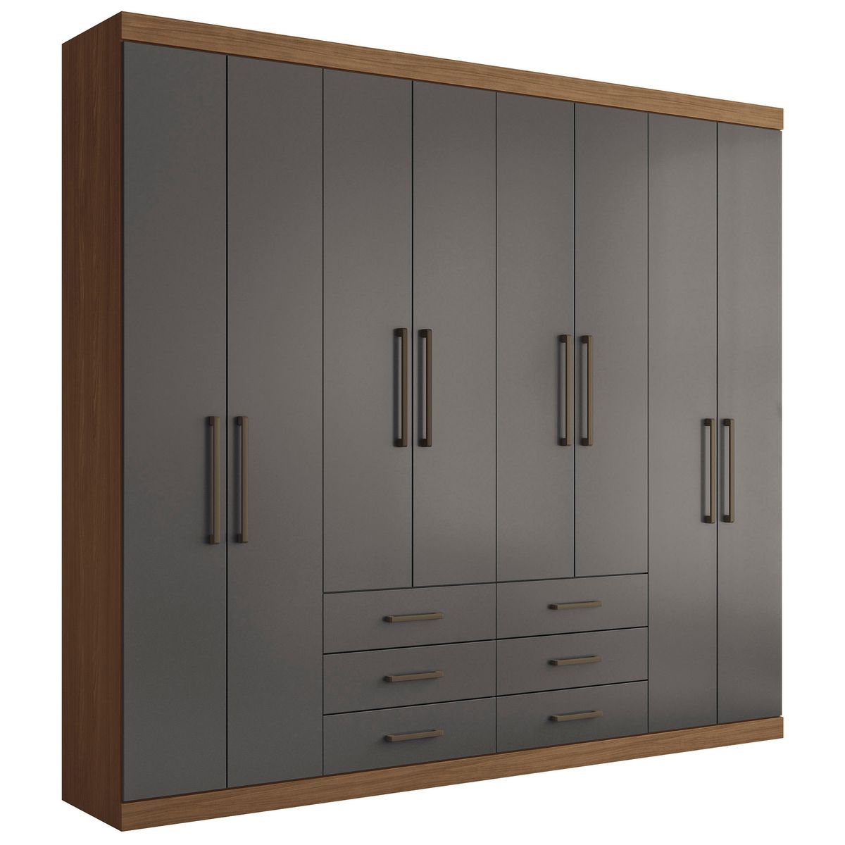 ALTAVISION - Closet 8 Puerta(s) 6 Cajón(es) 12 Repisa(s) 238.8x217.6x46.3 cm Café Gris grafito