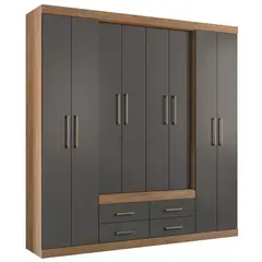 ALTAVISION - Closet 8 Puerta(s) 4 Cajón(es) 11 Repisa(s) 212x217.6x46.3 cm Café Gris grafito