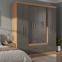 Closet 8 Puerta(s) 4 Cajón(es) 11 Repisa(s) 212x217.6x46.3 cm Café Gris grafito