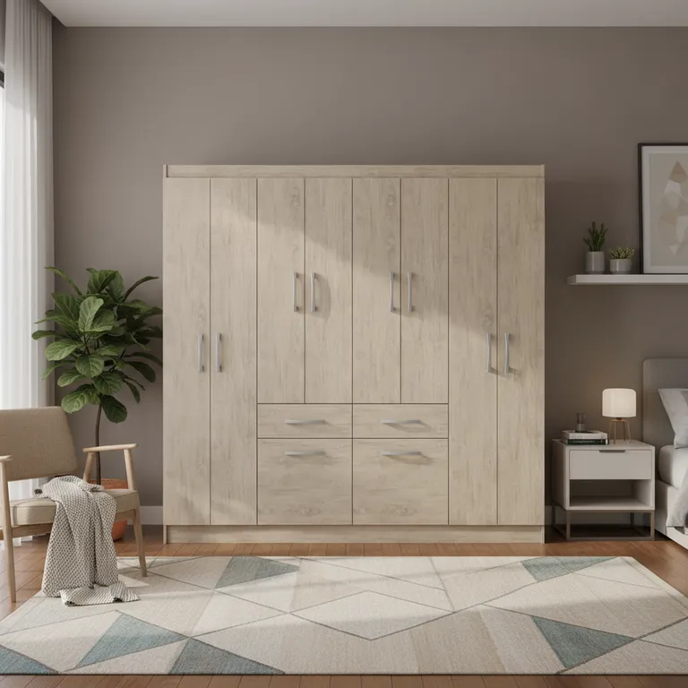Closet 8 Puerta(s) 2 Cajón(es) 3 Repisa(s) 180x177x39 cm Madera Natural