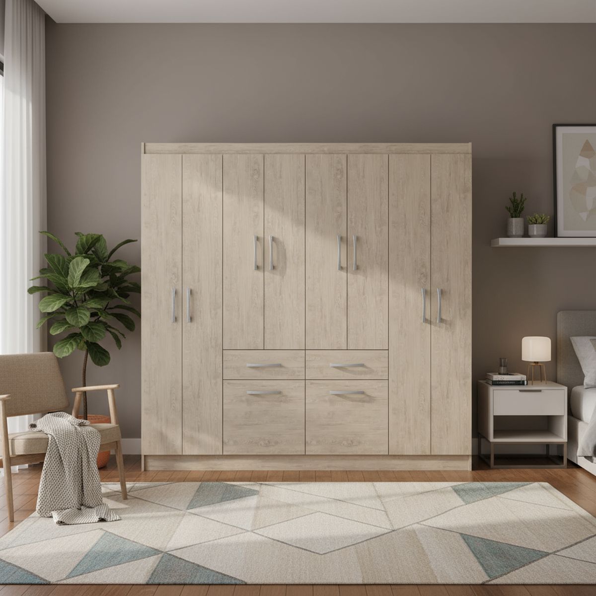 ALTAVISION - Closet 8 Puerta(s) 2 Cajón(es) 3 Repisa(s) 180x177x39 cm Arena