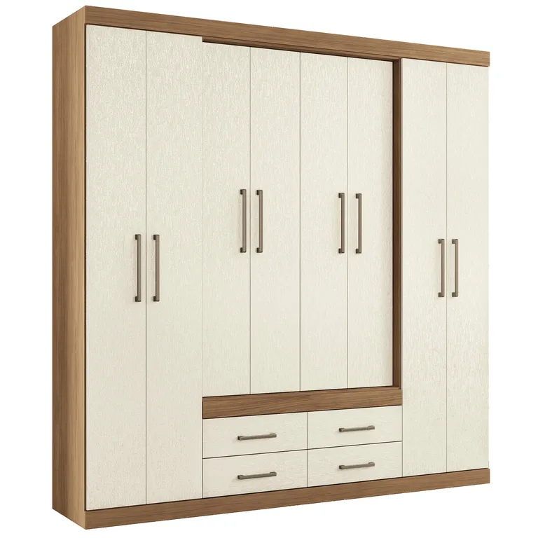 Closet 8 Puerta(s) 4 Cajón(es) 11 Repisa(s) 212x217.6x46.3 cm Café Blanco crema