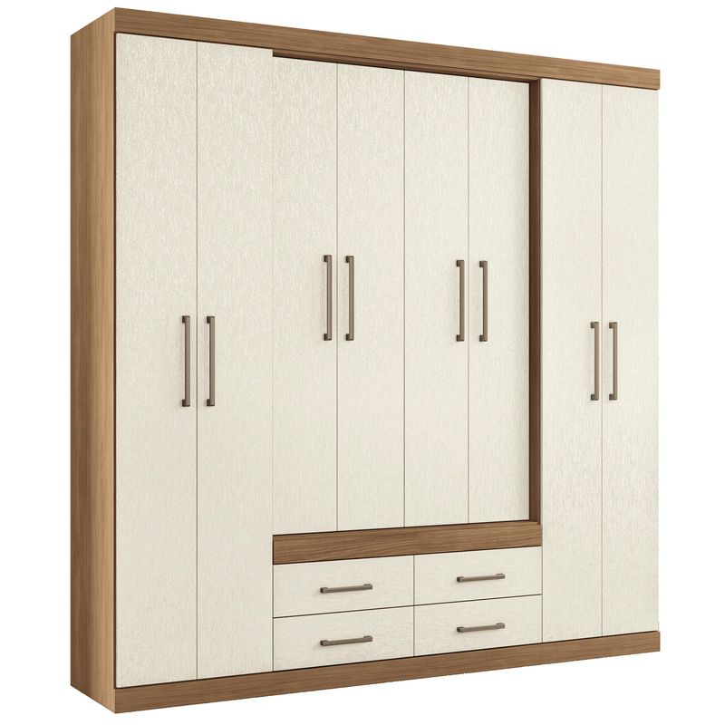 ALTAVISION - Closet 8 Puerta(s) 4 Cajón(es) 11 Repisa(s) 212x217.6x46.3 cm Café Blanco crema
