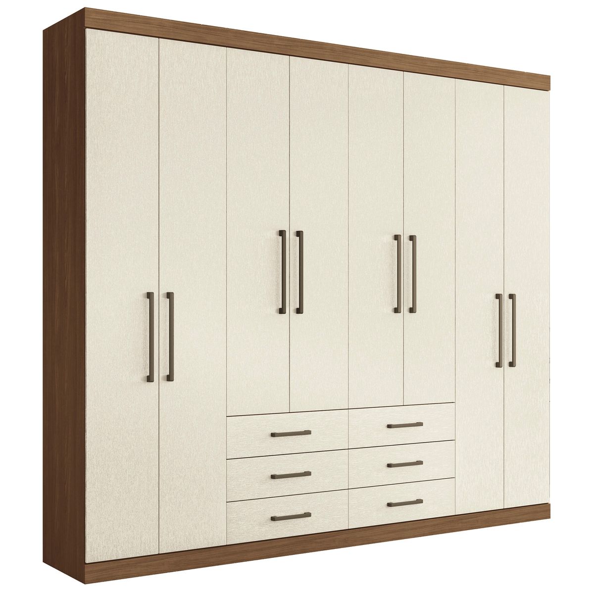 ALTAVISION - Closet 8 Puerta(s) 6 Cajón(es) 12 Repisa(s) 238.8x217.6x46.3 cm Café Blanco crema