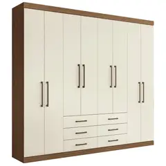 ALTAVISION - Closet 8 Puerta(s) 6 Cajón(es) 12 Repisa(s) 238.8x217.6x46.3 cm Café Blanco crema
