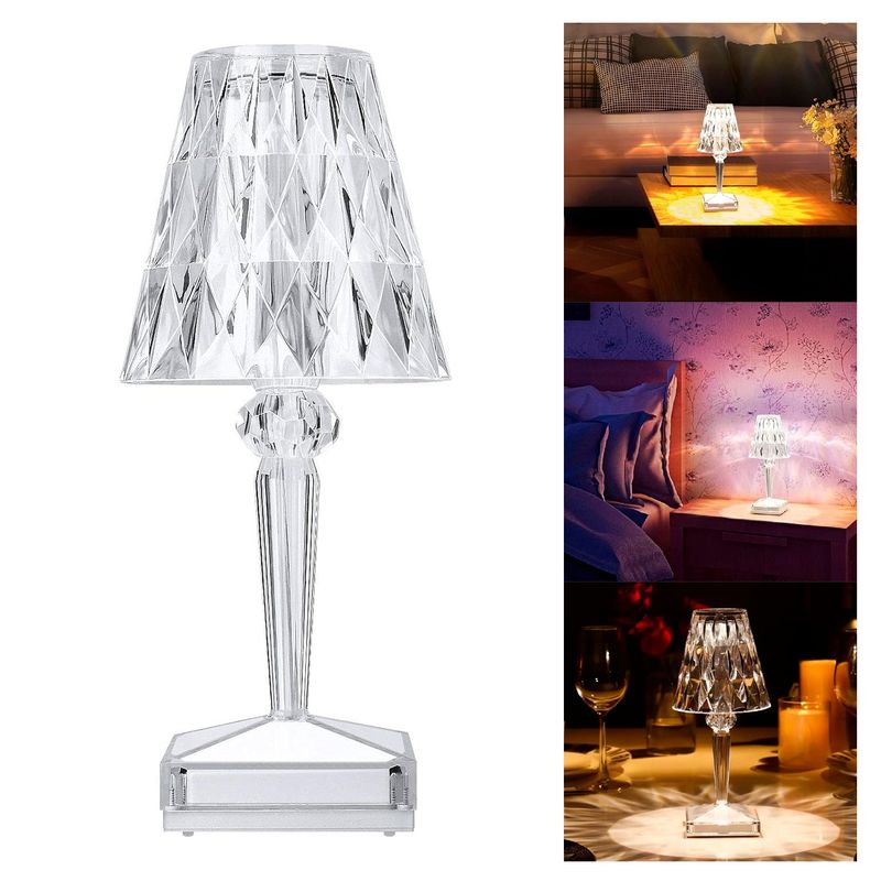 HB - Lámpara Led Mesa Inalámbrica Diamante Transparente 3.5 W 8.6x26 cm