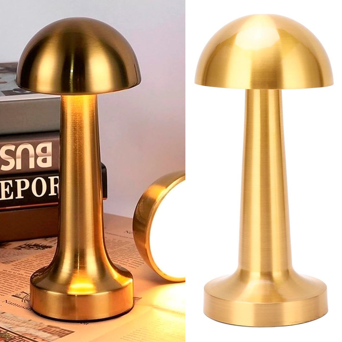 HB - Lámpara Mesa Mushroom Dorado 9x23 cm