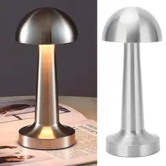 HB - Lámpara Led Mesa Mushroom Gris/Plata 3.5 W 9x23 cm