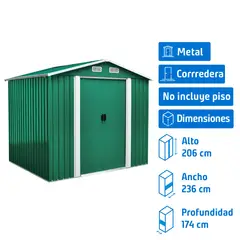ISUNOR - Bodega metálica de jardín SD-608 GREEN Verde 206x236x174 cm