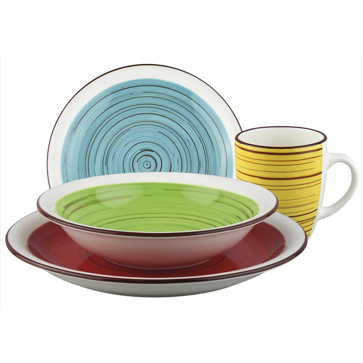 FANTUZZI - Juego de Loza Vajilla 24 Piezas Cerámica Tutto per Tavola 6 Personas