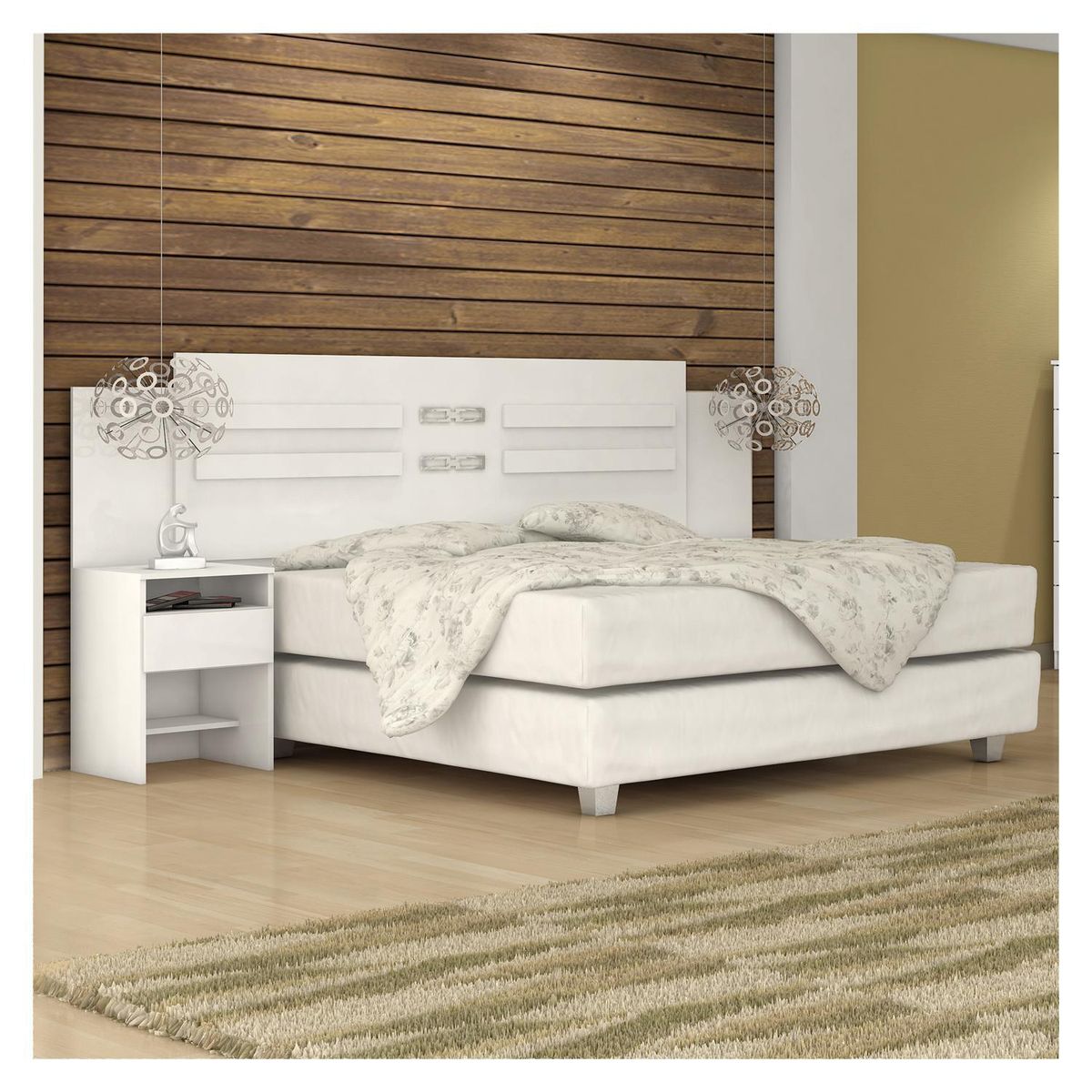 RODLER - Respaldo Cama Queen con Veladores Blanco