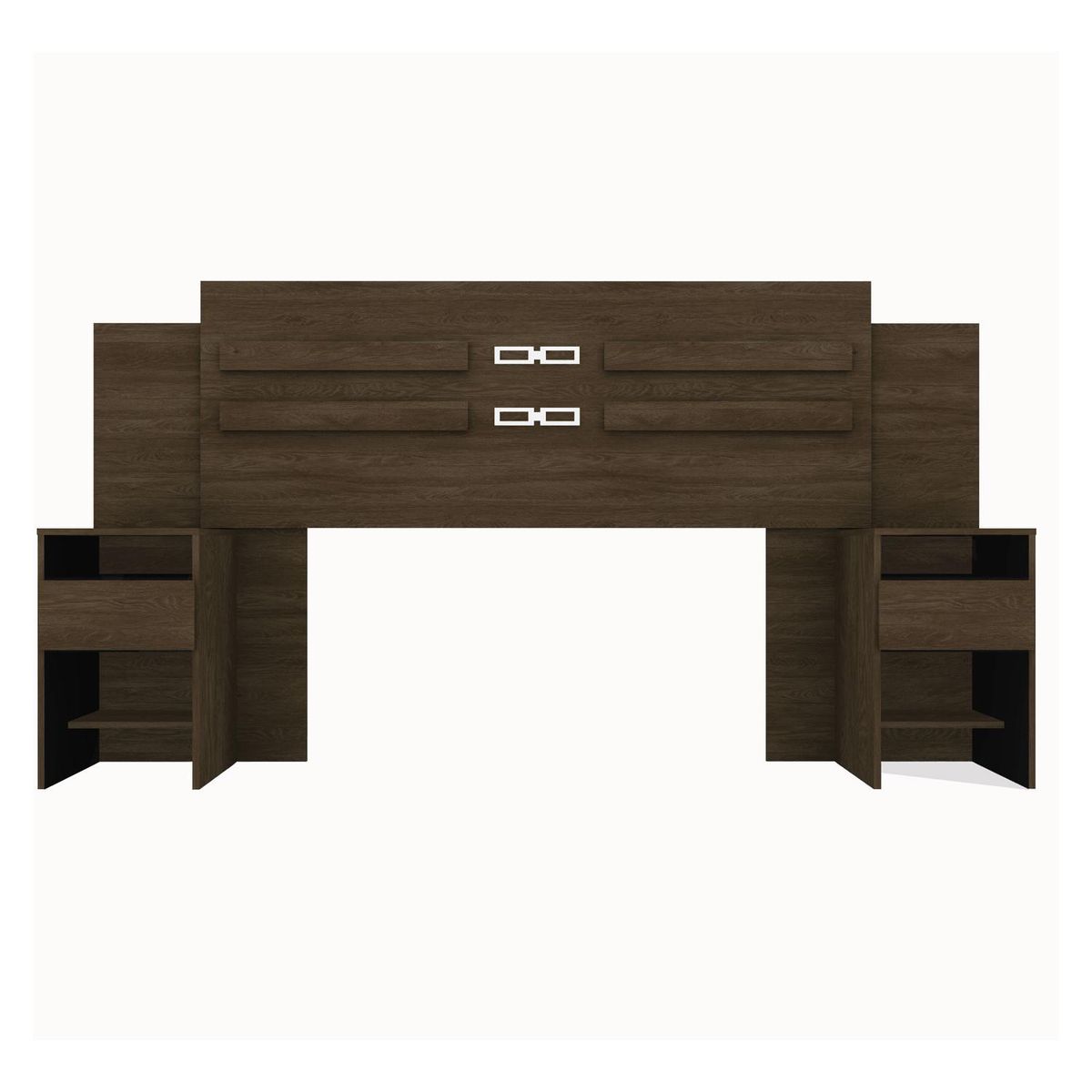 RODLER - Respaldo cama Queen con Veladores Café oscuro