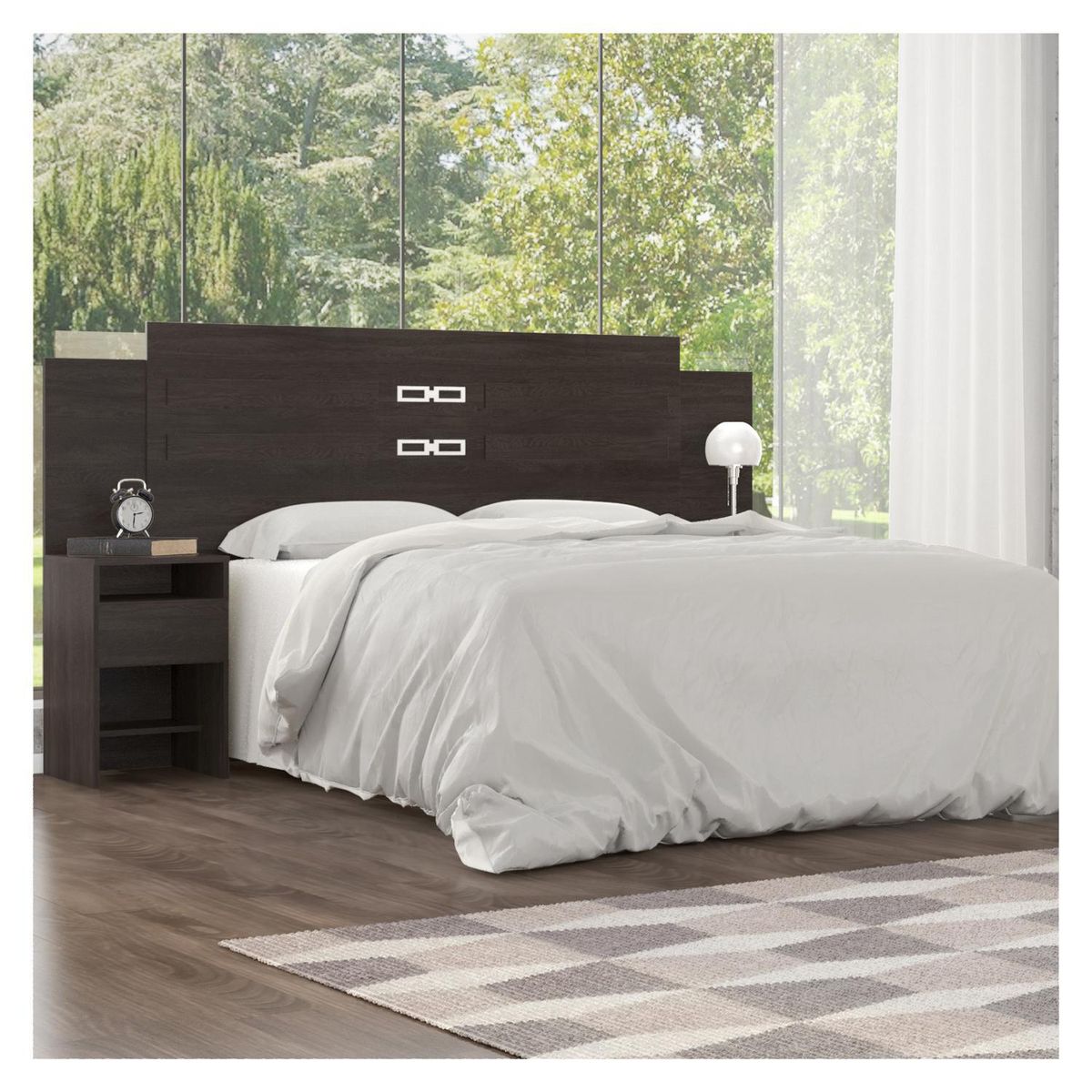 RODLER - Respaldo cama Queen con Veladores Café oscuro