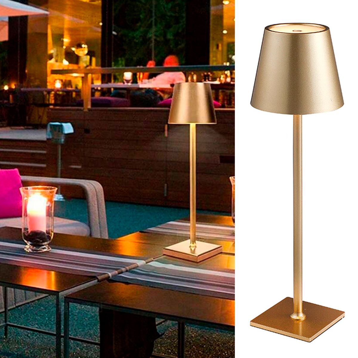 HB - Lámpara Led Mesa Inalámbrica Táctil Amarillo 11x37.5 cm