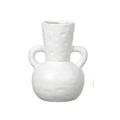 SOHOGAR - Jarrón de Cerámica Rústico Blanco/Gris 12x10,5x15,4cm
