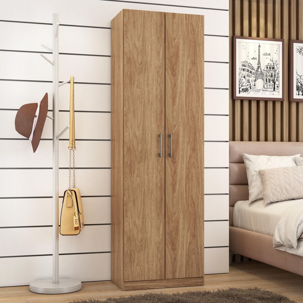 MOBILFRANK - Closet Organizador 2 Puerta(s) 4 Repisa(s) 57x182x35 cm Miel