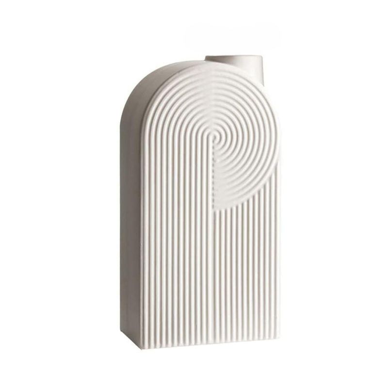 SOHOGAR - Jarrón Cerámica Geometrico 20,8x10,8x6,5 cm Blanco