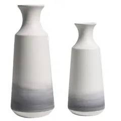 SOHOGAR - Set 2 Jarrones De Cerámica In Fader Grey 10x25 cm/12x30,5 cm Blanco-Gris