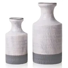 SOHOGAR - Set Jarrón Bicolor Gris/Blanco 7,8x15,8 cm/10,5x20,6 cm