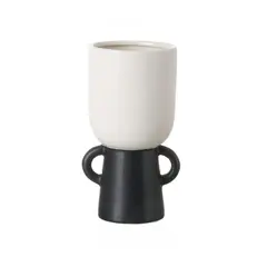 SOHOGAR - Jarrón De Cerámica Black-White 10,3x9,3x18,2 cm