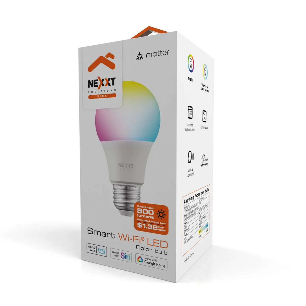 NEXXT SOLUTIONS - Ampolleta Led Wifi 9 W E27 800 lm Luz Neutro