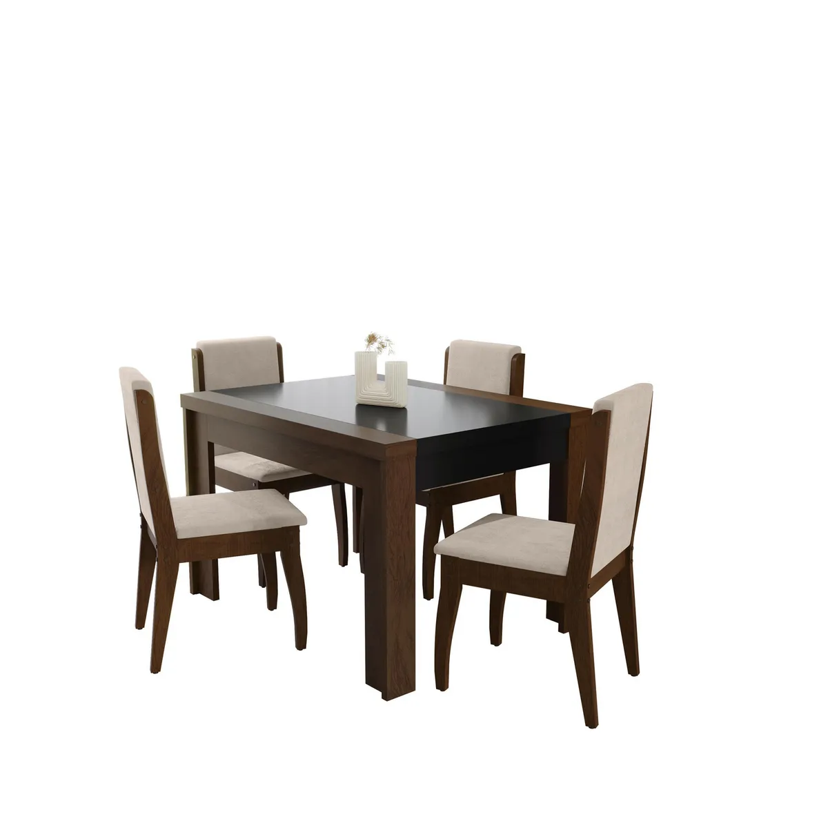 DECOCASA - Juego de comedor Lorenzi 4 Sillas Mesa Rectangular 120x90x77cm Cafe Castaño