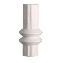 SOHOGAR - Jarrón Cerámica Stripes Light 21,5x10,5 cm Blanco
