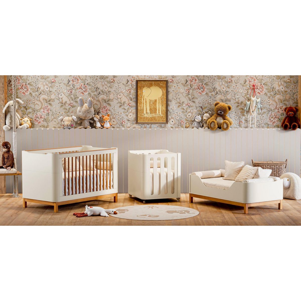 KIDSCOOL - Cuna 61792 Blanco/café 86.5x76x135 cm