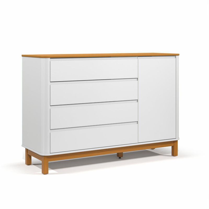 KIDSCOOL - Cómoda 4 Cajón(es) Flow 137x94x45.3 cm Blanco/café