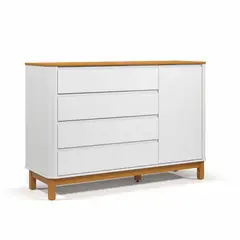 KIDSCOOL - Cómoda 4 Cajón(es) Flow 137x94x45.3 cm Blanco/café