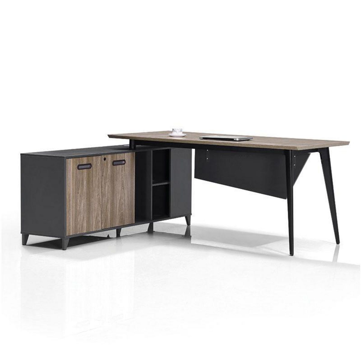 RODLER - Escritorio Ultra Grafito/café 160x75x160 cm