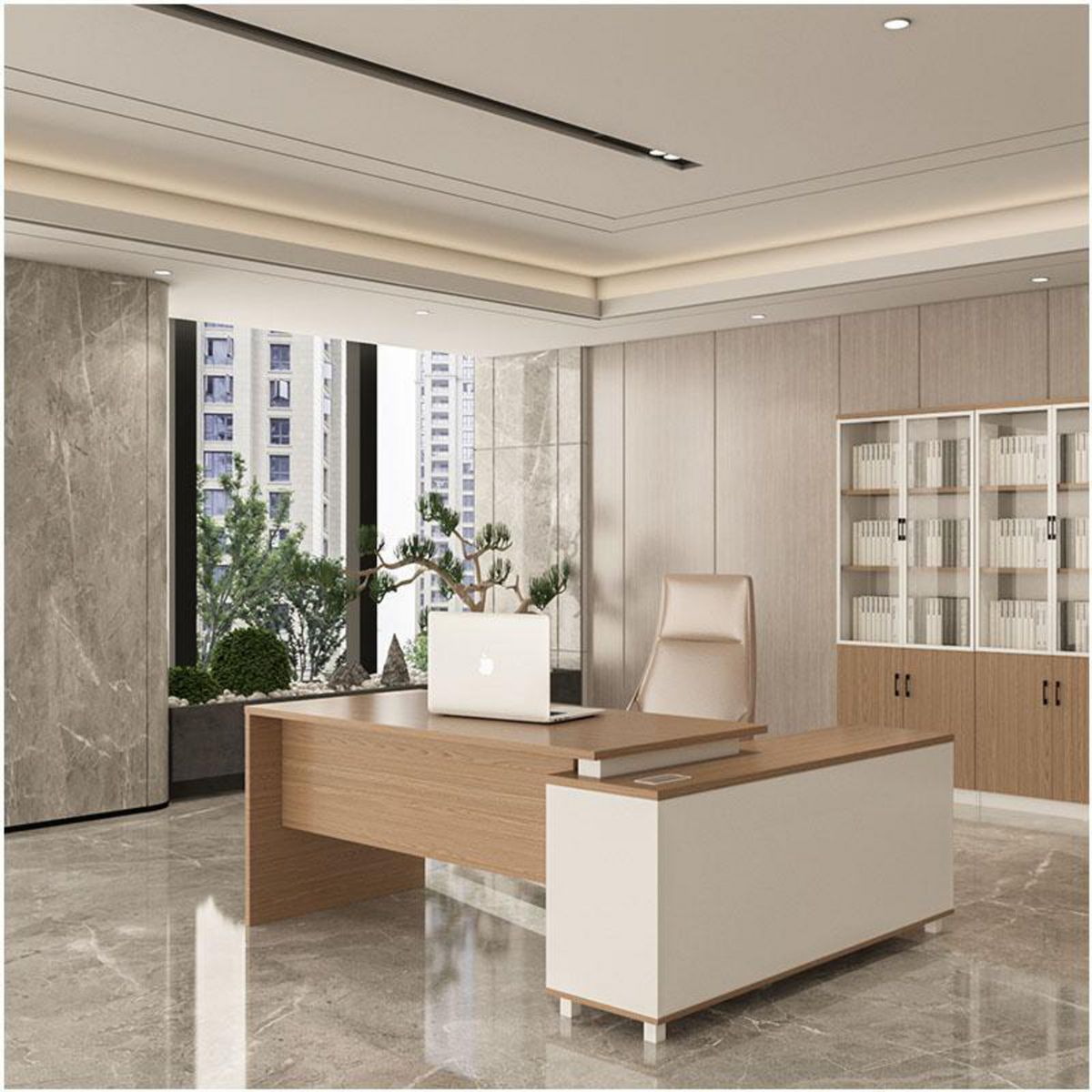 RODLER - Escritorio Imperial Café/blanco 180x75x160 cm