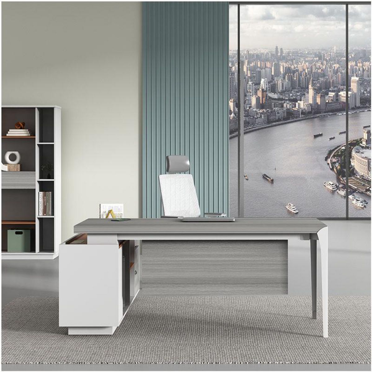 RODLER - Escritorio Fortis Blanco/gris 160x75x160 cm