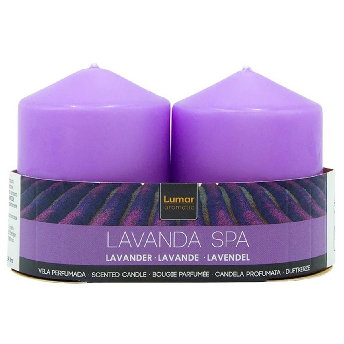 LUMAR - Pack 2 velas taco 7x6cm, aroma lavanda