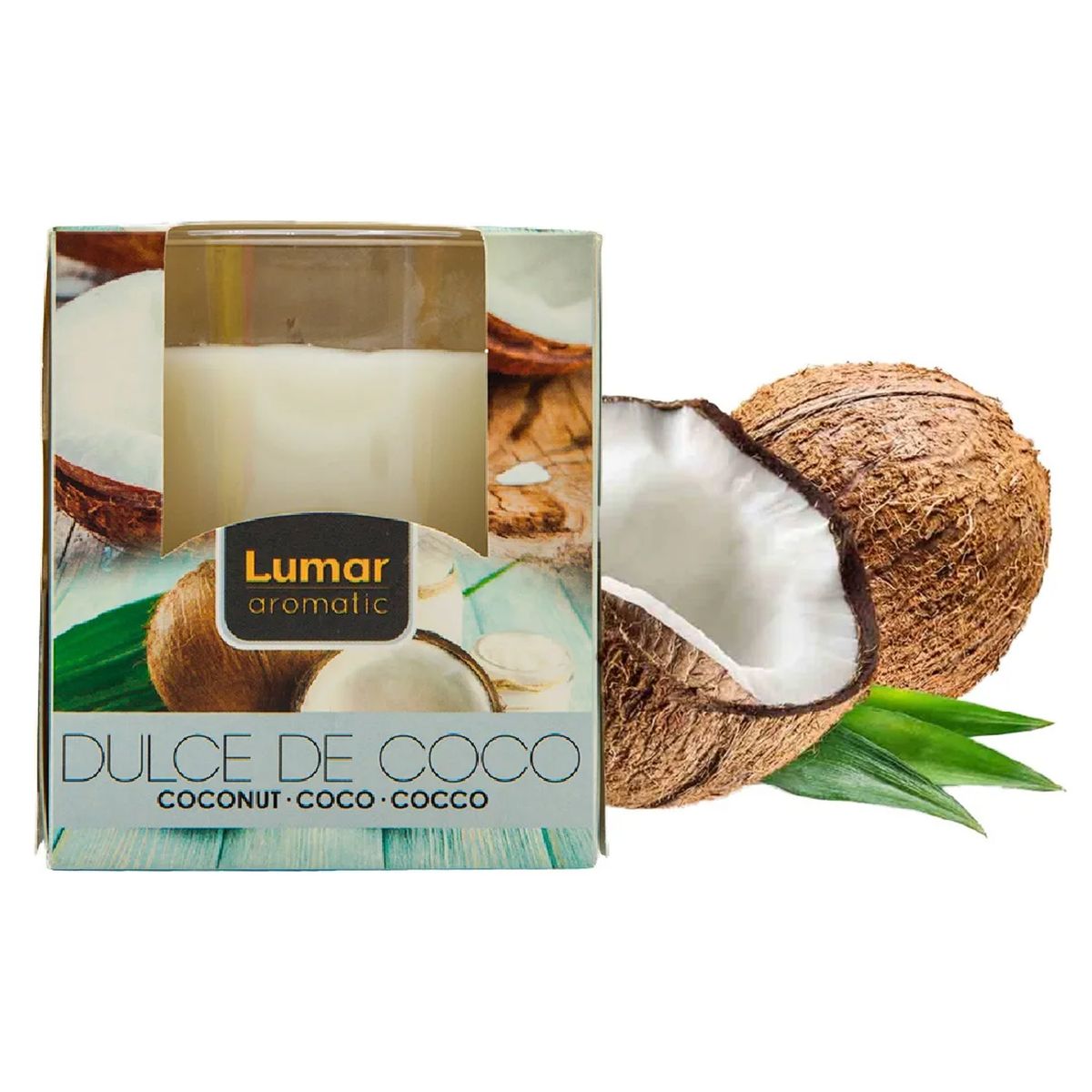 LUMAR - Vela en vaso 9x7cm, aroma coco
