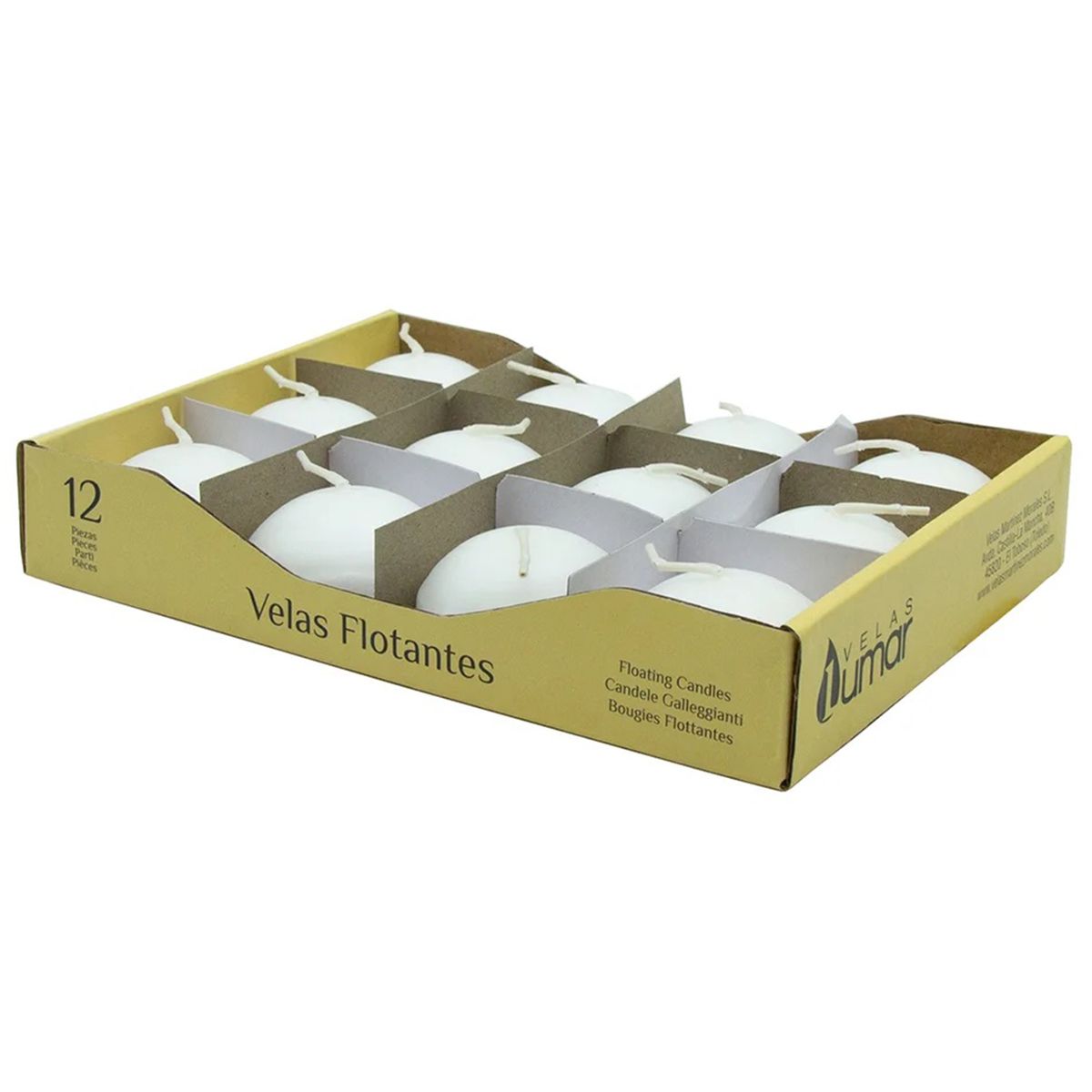 LUMAR - Pack 12 velas flotantes, aroma blanco